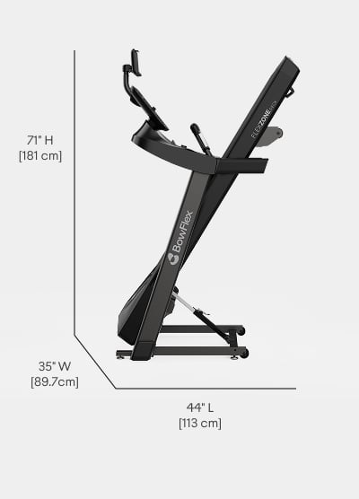 T6 Treadmill Folded Dimensions  - Length 44 inches, Width 35 inches, Height 71 inches