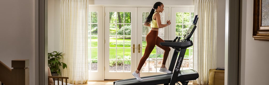 woman running on a treadmill