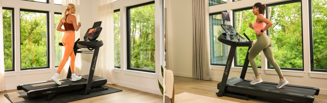 women running on the bowflex t9 and t6 treadmills