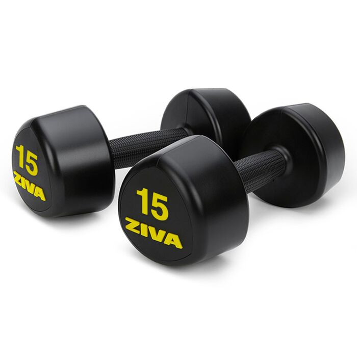ZIVA Urethane Tribell Dumbbells &ndash; 15 lbs, Pair